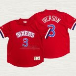 Maglia Allen Iverson NO 3 Philadelphia 76ers Manica Corta Rosso
