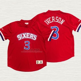 Maglia Allen Iverson NO 3 Philadelphia 76ers Manica Corta Rosso
