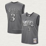 Maglia Allen Iverson NO 3 Philadelphia 76ers Mitchell & Ness 2000-01 Grigio