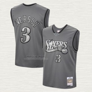 Maglia Allen Iverson NO 3 Philadelphia 76ers Mitchell & Ness 2000-01 Grigio