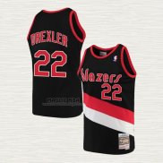 Maglia Clyde Drexler NO 22 Portland Trail Blazers Hardwood Classics Throwback Nero