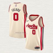 Maglia Damian Lillard NO 0 Portland Trail Blazers Citta 2019-20 Crema