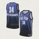 Maglia Giannis Antetokounmpo NO 34 Milwaukee Bucks All Star 2023 Blu