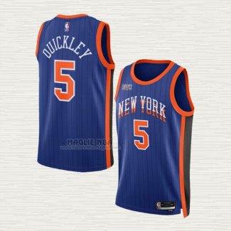 Maglia Immanuel Quickley NO 5 New York Knicks Citta 2023-24 Blu