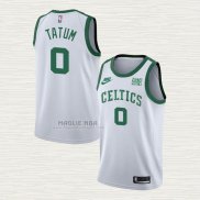 Maglia Jayson Tatum NO 0 Boston Celtics 75th Anniversary Bianco