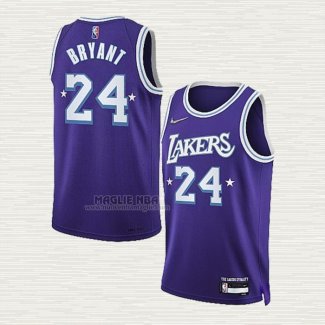 Maglia Kobe Bryant NO 24 Los Angeles Lakers Citta Edition 2021-22 Viola