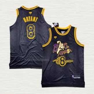 Maglia Kobe Bryant NO 8 Los Angeles Lakers Black Mamba Snakeskin Nero