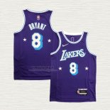 Maglia Kobe Bryant NO 8 Los Angeles Lakers Citta Edition 2021-22 Viola