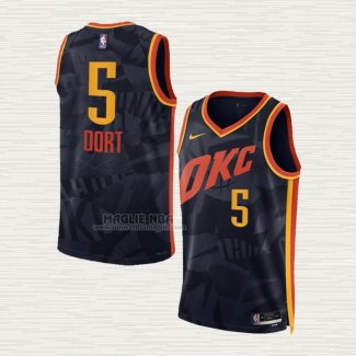 Maglia Luguentz Dort NO 5 Oklahoma City Thunder Citta 2023-24 Nero