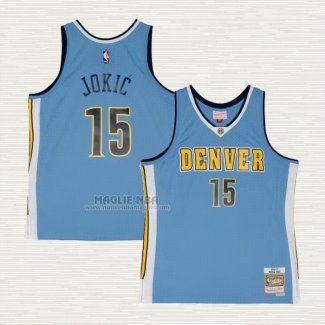 Maglia Nikola Jokic NO 15 Denver Nuggets Mitchell & Ness 2016-17 Blu
