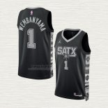 Maglia Victor Wembanyama NO 1 San Antonio Spurs Statement 2022-23 Nero