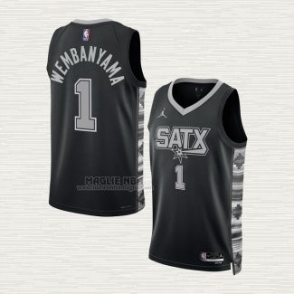 Maglia Victor Wembanyama NO 1 San Antonio Spurs Statement 2022-23 Nero