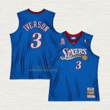Maglia Allen Iverson NO 3 Philadelphia 76ers Mitchell & Ness 2001-02 Blu