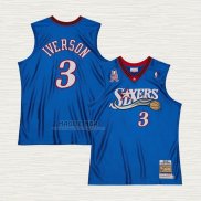 Maglia Allen Iverson NO 3 Philadelphia 76ers Mitchell & Ness 2001-02 Blu