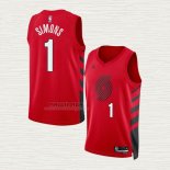 Maglia Anfernee Simons NO 1 Portland Trail Blazers Statement 2022-23 Rosso