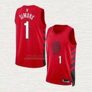 Maglia Anfernee Simons NO 1 Portland Trail Blazers Statement 2022-23 Rosso