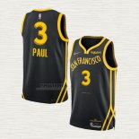 Maglia Chris Paul NO 3 Golden State Warriors Citta 2023-24 Nero