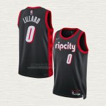 Maglia Damian Lillard NO 0 Portland Trail Blazers Citta 2021-22 Nero