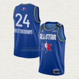 Maglia Giannis Antetokounmpo NO 24 Milwaukee Bucks All Star 2020 Blu
