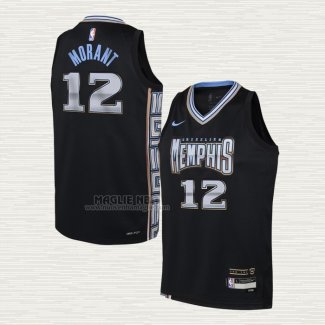 Maglia Ja Morant NO 12 Bambino Memphis Grizzlies Citta 2022-23 Nero