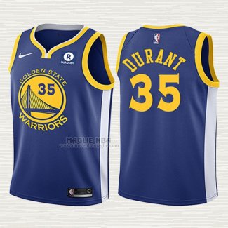 Maglia Kevin Durant NO 35 Bambino Golden State Warriors 2017-18 Blu