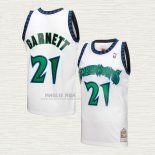 Maglia Kevin Garnett NO 21 Minnesota Timberwolves Mitchell & Ness 1997-98 Bianco
