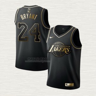 Maglia Kobe Bryant NO 24 Bambino Los Angeles Lakers Golden Edition Nero