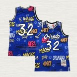 Maglia NO 32 Orlando Magic Mitchell & Ness Slap Sticker 1994-95 Blu Shaquille O'Neal