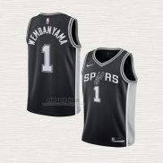 Maglia Victor Wembanyama NO 1 Bambino San Antonio Spurs Icon 2022-23 Nero