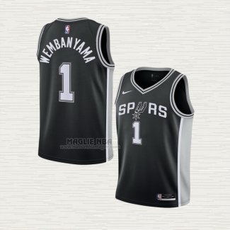 Maglia Victor Wembanyama NO 1 Bambino San Antonio Spurs Icon 2022-23 Nero