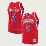 Maglia Allen Iverson NO 3 Philadelphia 76ers Mitchell & Ness 1996-97 Rosso