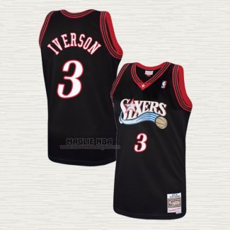 Maglia Allen Iverson NO 3 Philadelphia 76ers Mitchell & Ness 1997-98 Nero2