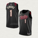 Maglia Anfernee Simons NO 1 Portland Trail Blazers Citta 2023-24 Nero