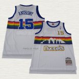 Maglia Carmelo Anthony NO 15 Denver Nuggets Mitchell & Ness 2003-04 Bianco