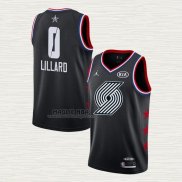 Maglia Damian Lillard NO 0 Portland Trail Blazers All Star 2019 Nero