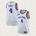 Maglia Derrick Rose NO 4 New York Knicks 75th Anniversary Bianco