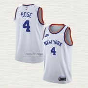 Maglia Derrick Rose NO 4 New York Knicks 75th Anniversary Bianco