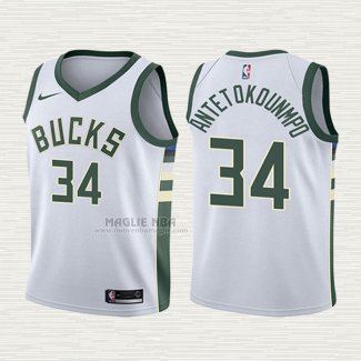 Maglia Giannis Antetokounmpo NO 34 Bambino Milwaukee Bucks Association Bianco