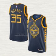 Maglia Kevin Durant NO 35 Golden State Warriors Citta 2018-19 Blu