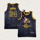 Maglia Kobe Bryant NO 8 24 Los Angeles Lakers Black Mamba Snakeskin Nero