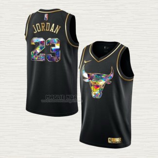 Maglia Michael Jordan NO 23 Chicago Bulls Golden Edition 2021-22 Nero