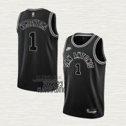 Maglia Victor Wembanyama NO 1 San Antonio Spurs Classic 2022-23 Nero