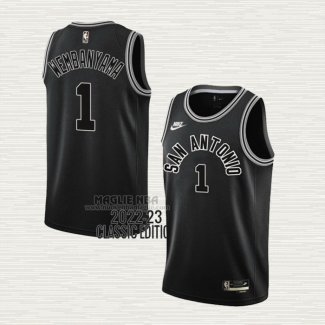 Maglia Victor Wembanyama NO 1 San Antonio Spurs Classic 2022-23 Nero