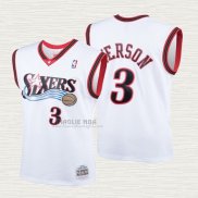Maglia Allen Iverson NO 3 Bambino Philadelphia 76ers Mitchell & Ness 2000 Bianco