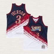 Maglia Allen Iverson NO 3 Philadelphia 76ers Mitchell & Ness 1997-98 Nero