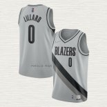 Maglia Damian Lillard NO 0 Portland Trail Blazers Earned 2020-21 Grigio