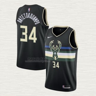 Maglia Giannis Antetokounmpo NO 34 Milwaukee Bucks Statement 2019-20 Nero