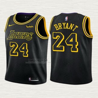 Maglia Kobe Bryant NO 24 Bambino Los Angeles Lakers Citta 2017-18 Nero