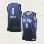 Maglia LeBron James NO 6 Los Angeles Lakers All Star 2023 Blu