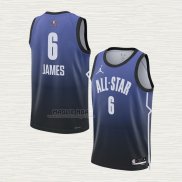 Maglia LeBron James NO 6 Los Angeles Lakers All Star 2023 Blu